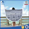 Luxury cotton velour custom made round beach towels with tassels customize design reactive print small MOQ